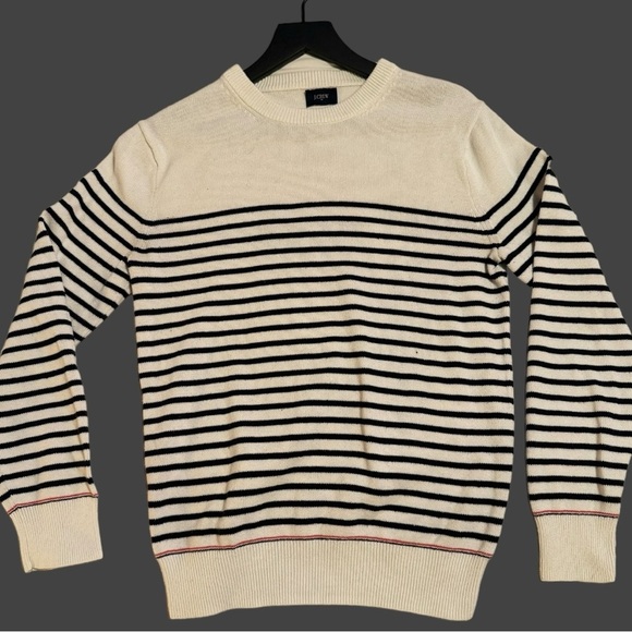 J. Crew Other - J CREW Men’s - White Black - Striped V Neck Sweater Size Small - EUC